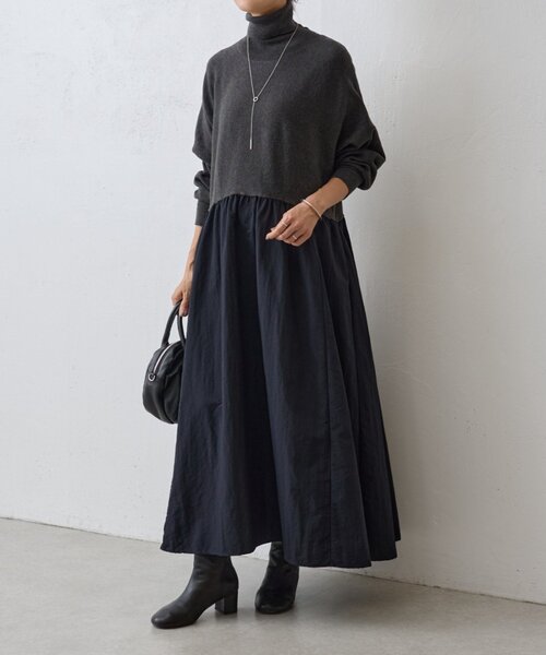 BEARDSLEY（ビアズリー） ワンピース ニットコンビギャザーワンピース