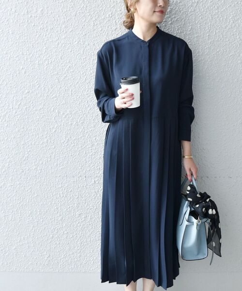 SHIPS any ワンピース any:〈ウォッシャブル〉ジョーゼット プリーツ