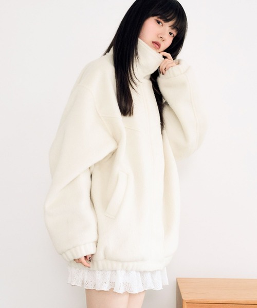 Heather（ヘザー） ブルゾン アウター スタンドシャギーミドルブルゾン