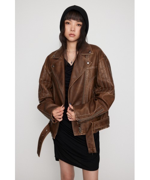LAGUA GEM（ラグアジェム） レザージャケット ライダース BELTED OVER