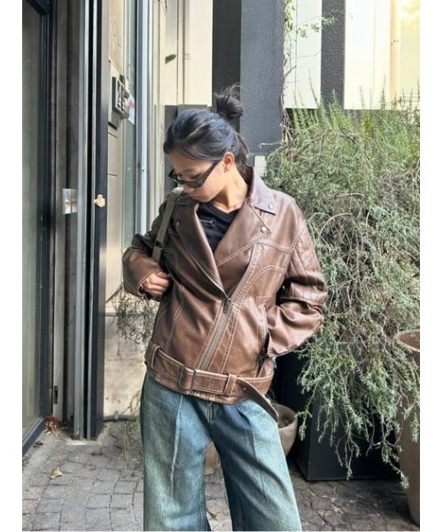 LAGUA GEM（ラグアジェム） レザージャケット ライダース BELTED OVER