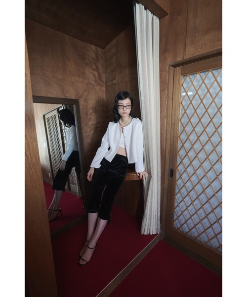 FEKETE（フェケテ） パンツ velour frill capri pants / ベロアフリル