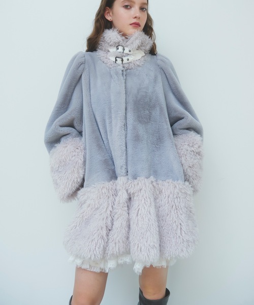 J1U by LA BELLE ETUDE ノーカラーコート コート レザーベルトファー