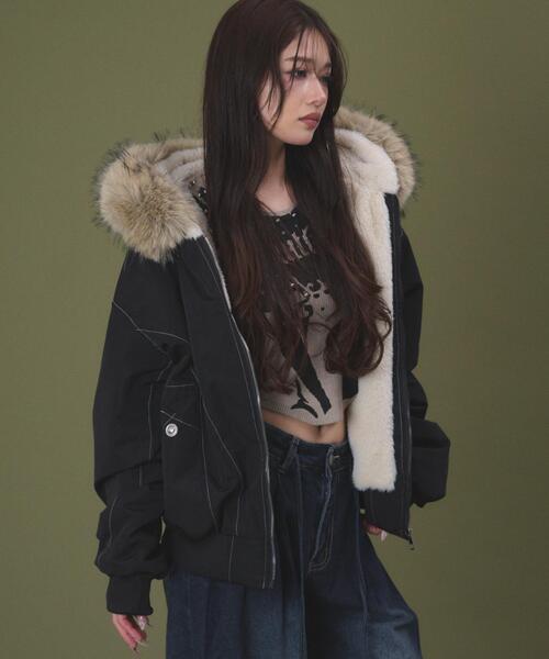 dispark ブルゾン アウター DISPARK/フェイクファーフードボンバー