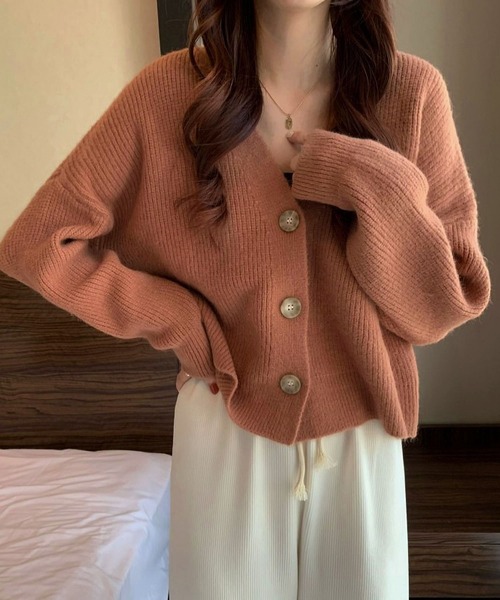 BLANC FICELLE カーディガン ショート丈 ニット カーディガン