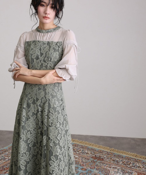 atlo（アトロ） ドレス 七分袖＆ロング パーティードレス ビスチェ風