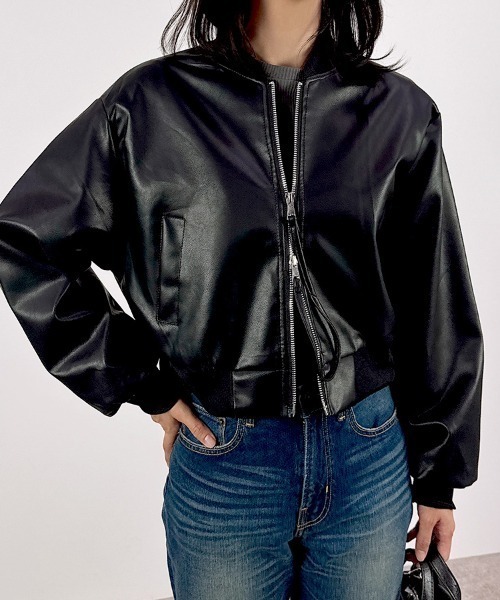 CLOTHY ma1 ma-1 「高級感あふれるツヤ感素材♪」ショート丈MA-1