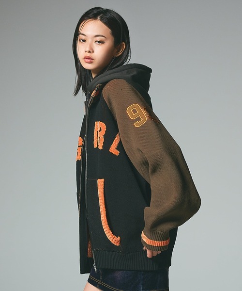 X-girl（エックスガール） ニット セーター STADIUM KNIT JACKET
