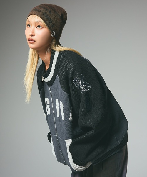 X-girl（エックスガール） ニット セーター STADIUM KNIT JACKET