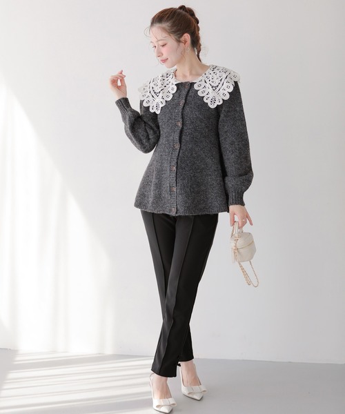 Fit more（フィットモア） カーディガン バテンレース衿カーディガン