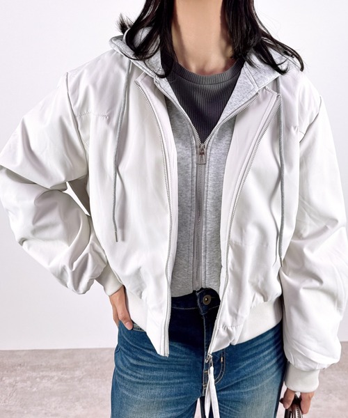 CLOTHY ma1 ma-1 「フーディ重ね着風デザインで抜け感」スウェット