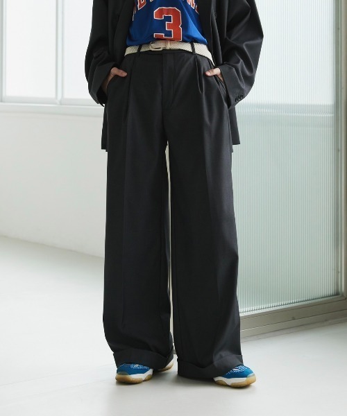 soerte スラックス Wide straight slacks/ワイドストレートスラックス