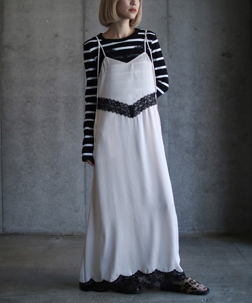 G.V.G.V.（ジーヴィージーヴィー） ワンピース LACE-TRIM SATIN CAMI