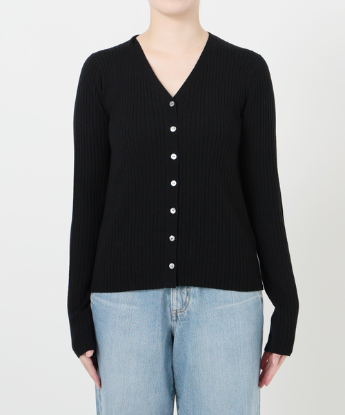 IENA（イエナ） カーディガン 「追加」イタリア ヤーン RIB Vネック
