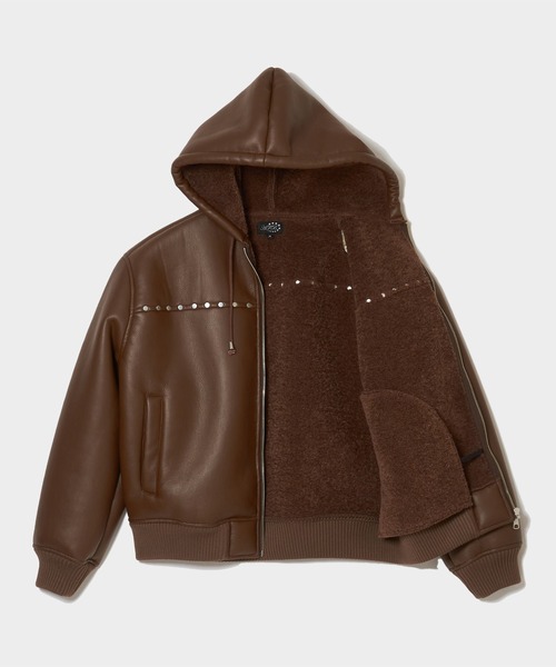 AFB（エーエフビー） ブルゾン アウター STUDDED HOODED BOMBER JACKET
