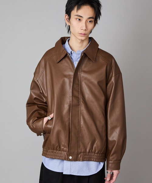 Theater code ブルゾン アウター Zip-Up Faux Leather Jacket/ジップ