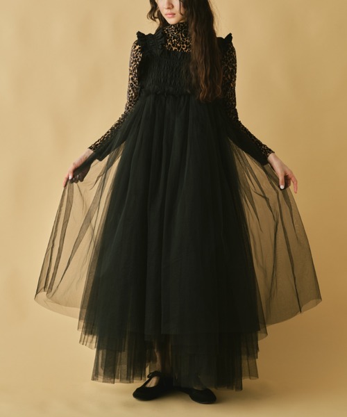 perna ペルナ フリルチュールワンピース ブラック PERNA（ペルナ