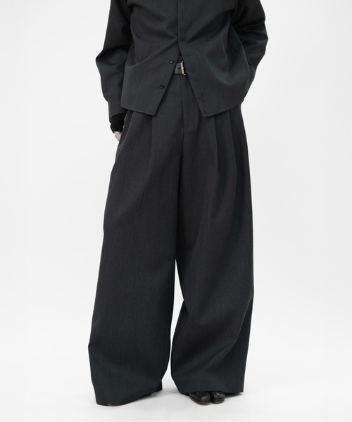 LAPIIS スラックス HEAVY WOOL GABARDINE OVER WIDE TUCK TROUSERS
