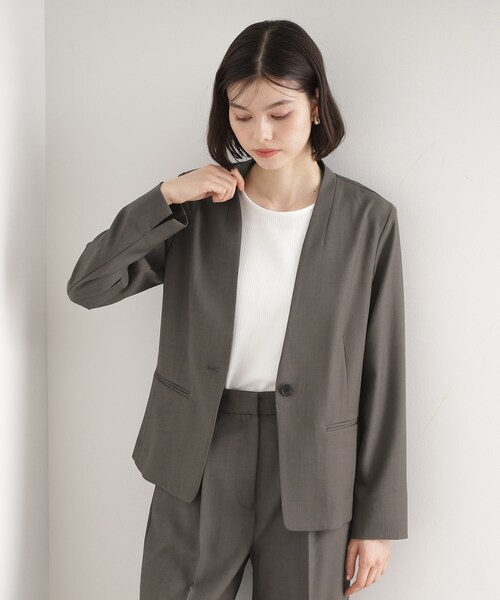 THE SHOP TK ジャケット ノーカラージャケット 「セットアップ可」ノー