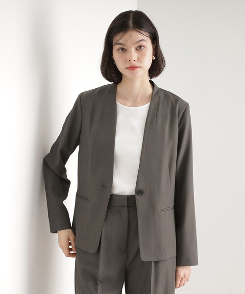 THE SHOP TK ジャケット ノーカラージャケット 「セットアップ可」ノー