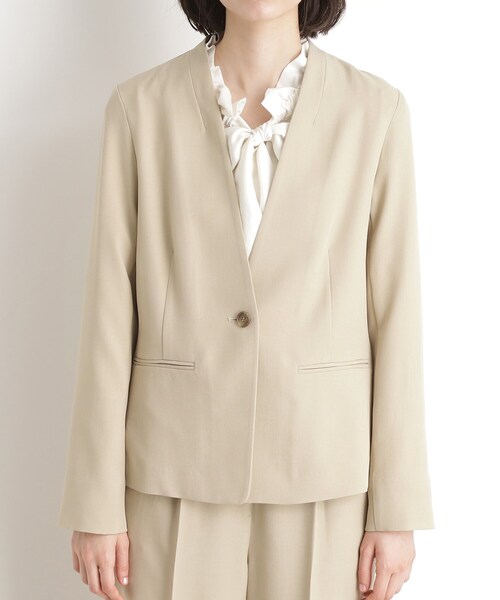 THE SHOP TK ジャケット ノーカラージャケット 「セットアップ可」ノー