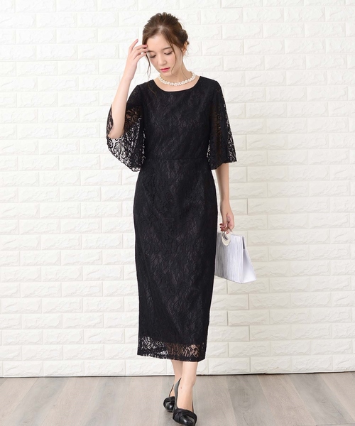 Lace Ladies（レースレディース） ドレス スリット入りフリル五分袖 総