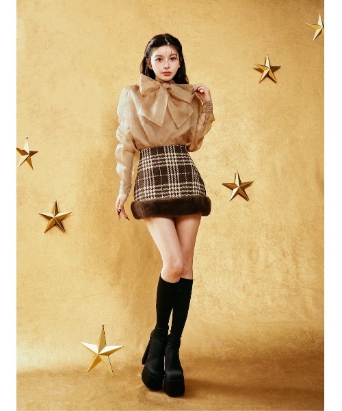 Darich（ダーリッチ） スカート ドッキングファーツイードミニスカート