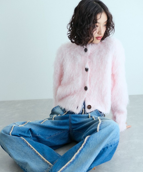 ADAM ET ROPE'（アダムエロペ） カーディガン フラッフィーカラー