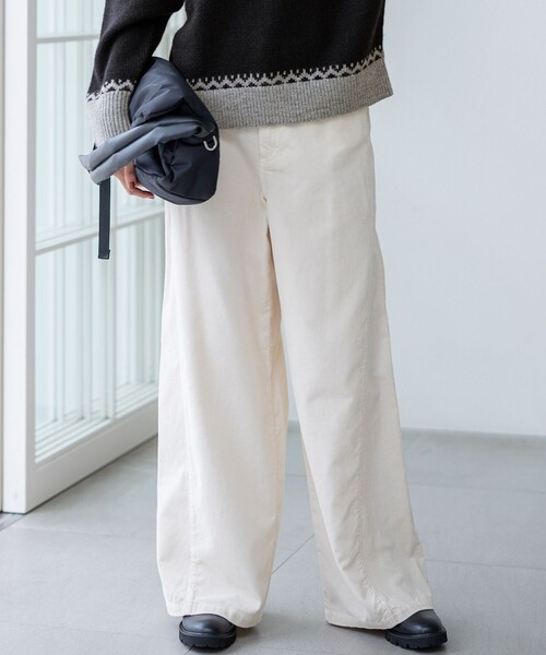 23区（ニジュウサンク） パンツ コットン コーデュロイ ワイド パンツ