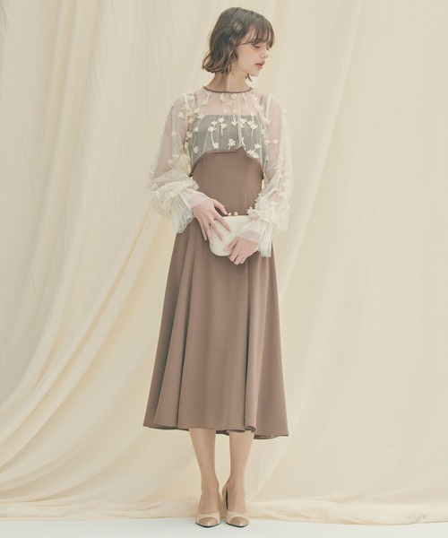 AIMER（エメ） ドレス 3Dフラワー刺繍ボリュームスリーブブラウス