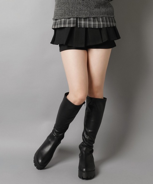 SPINNS（スピンズ） スカート 美脚盛れワンホンレイヤード風プリーツ