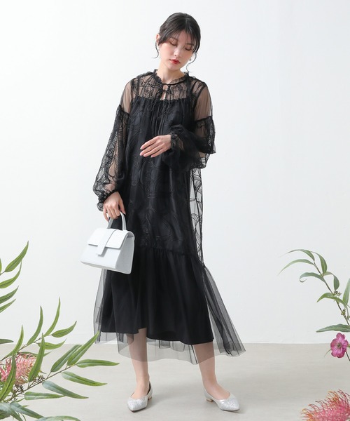 Kana ドレス リボン キャミワンピース 2点セット フェミニン