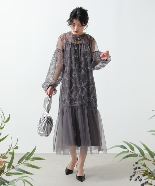 Kana ドレス リボン キャミワンピース 2点セット フェミニン