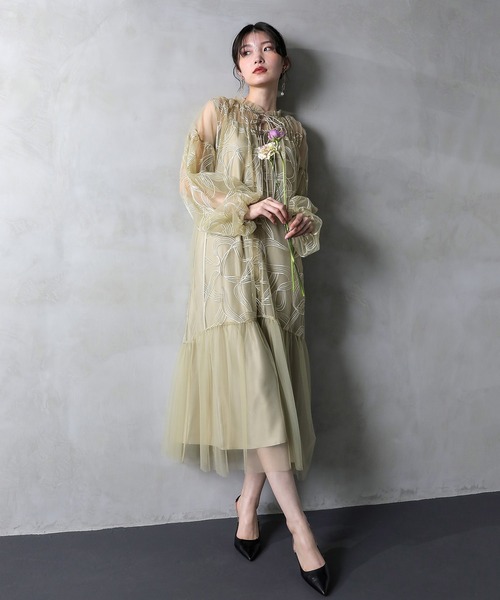 Kana ドレス リボン キャミワンピース 2点セット フェミニン