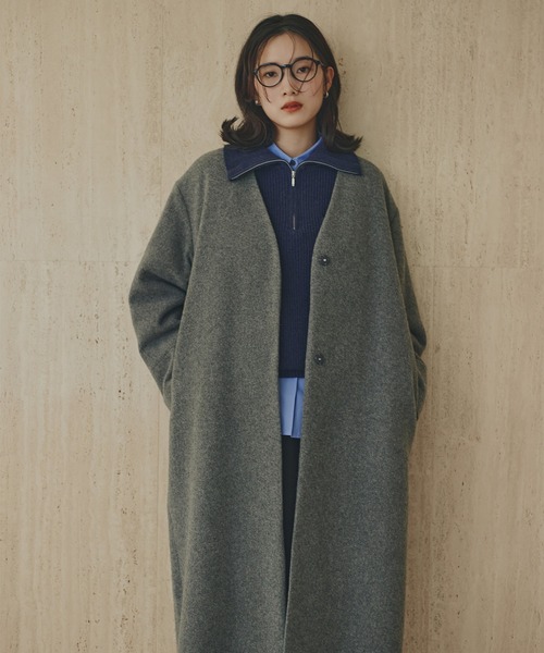 ELENDEEK（エレンディーク） ノーカラーコート 02 ブラック レディース