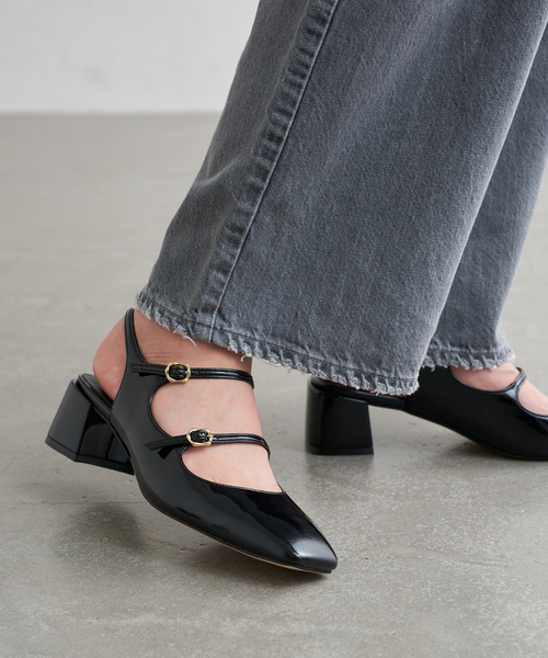 LE TALON（ル タロン） パンプス 4cm Wストラップスリングバック