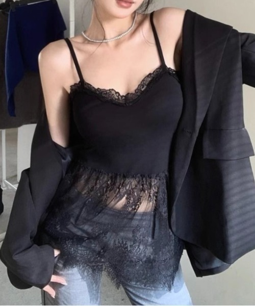 LADY LIKE（レディライク） キャミソール レース切替えパット付き