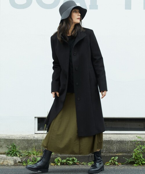 コート アウター ウールカシミヤビーバー スタンドカラー レディース