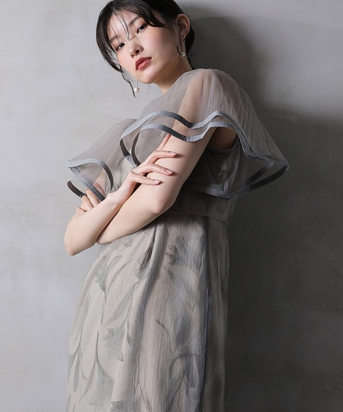 Kana ドレス シアー素材 フラワー刺繍 ワンピース ドレス 結婚式