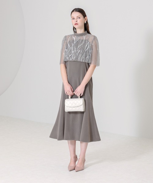 Leja（レジャ） ドレス 「LEJA」ケープ風スパンコール刺繍ボレロ