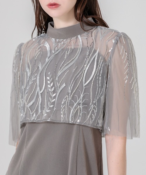 Leja（レジャ） ドレス 「LEJA」ケープ風スパンコール刺繍ボレロ