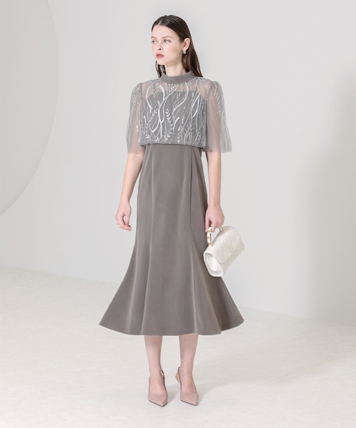 Leja（レジャ） ドレス 「LEJA」ケープ風スパンコール刺繍ボレロ