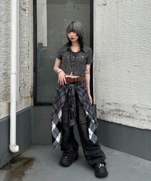 KsG tシャツ ダメージダブルジップポロトップス レディース : ZOZOTOWN