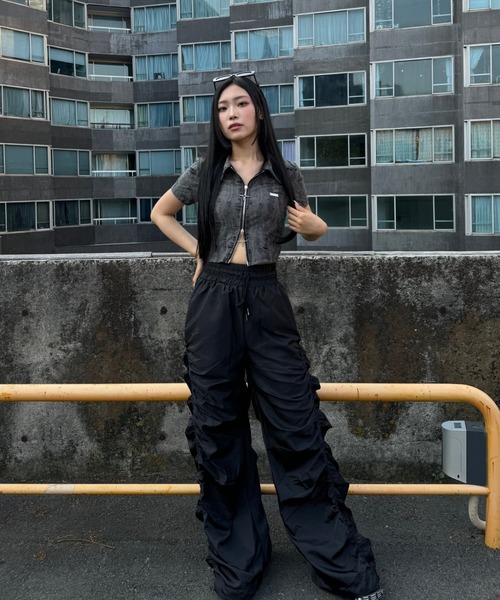 KsG tシャツ ダメージダブルジップポロトップス レディース : ZOZOTOWN