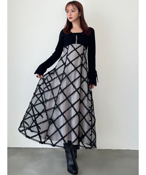 RESEXXY（リゼクシー） ワンピース ドッキングニットフレアワンピース