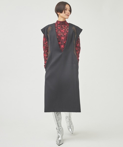 LOKITHO（ロキト） ワンピース 「LOKITHO/(ロキト)」コード刺繍Vネック