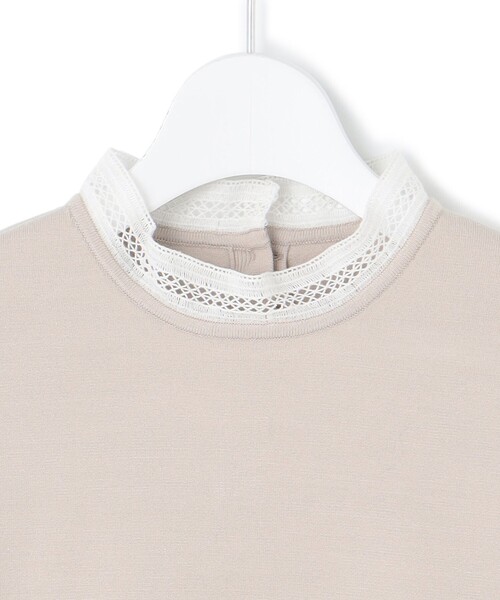 ニット セーター 「洗える」ヴィスコースストレッチ レースコンビ