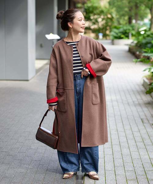 B.C STOCK（ベーセーストック） ノーカラーコート コート 「追加」S120