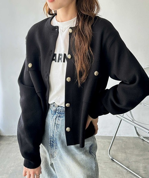 GeeRA（ジーラ） カーディガン ロングシーズン使える！金ボタン長袖
