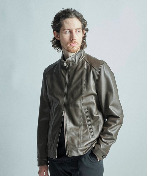 MEN'S BIGI（メンズビギ） 革ジャン ライダース スタンドカラー